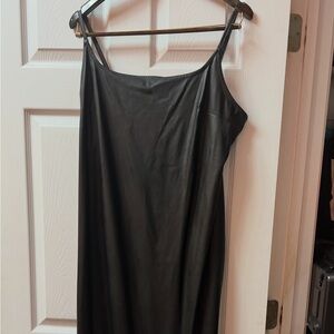 wild fable Black Satin Slip Dress with Spaghetti Straps